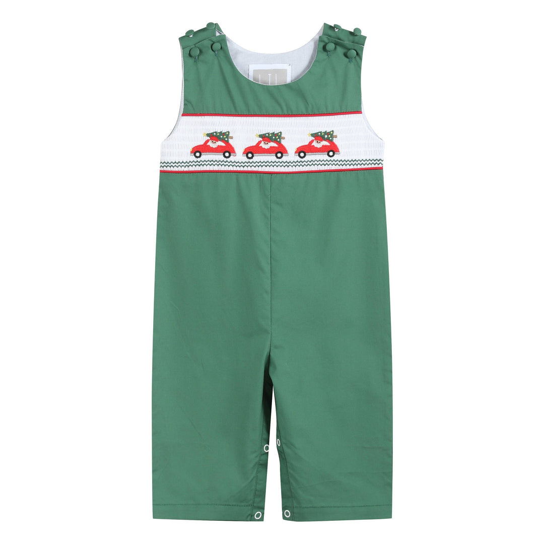 Green Santa Car Christmas Smocked Overalls - Premium Baby & Toddler Outfits from Lil Cactus - Just $36.95! Shop now at Pat's Monograms
