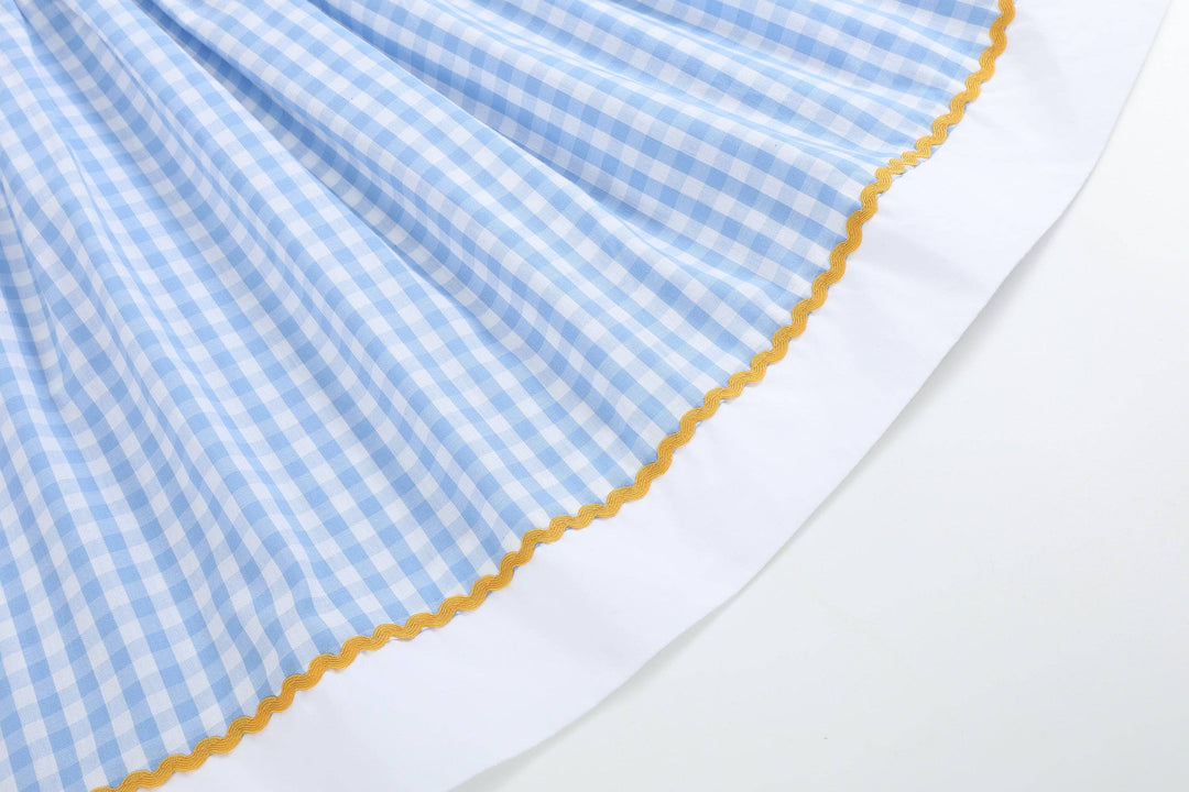 Blue Gingham Sunflower Smocked Bishop Dress - Premium Baby & Toddler Dresses from Lil Cactus - Just $42.95! Shop now at Pat's Monograms