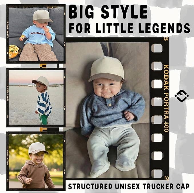 Kids/Baby Two Tone Vintage Cap - Khaki/Beige - Premium Trucker Cap from Funky Junque - Just $15.95! Shop now at Pat's Monograms
