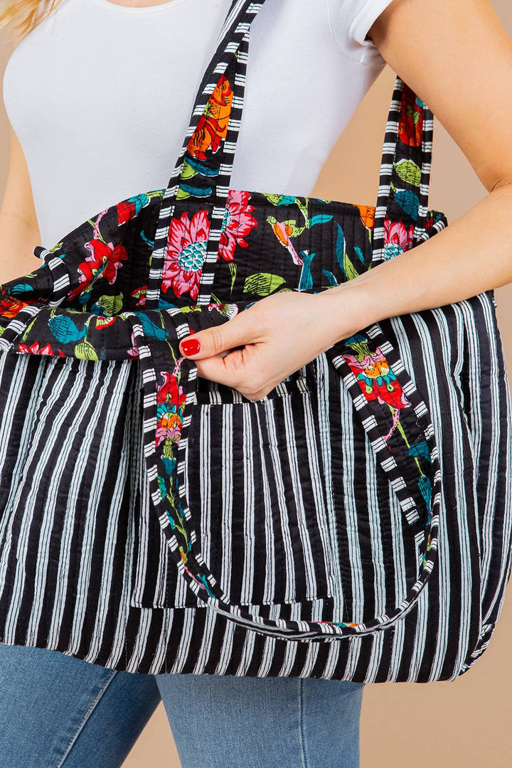 Quilted Tote Bag - Bold Floral - Premium Bags and Totes from LA Soul - Just $34.95! Shop now at Pat's Monograms