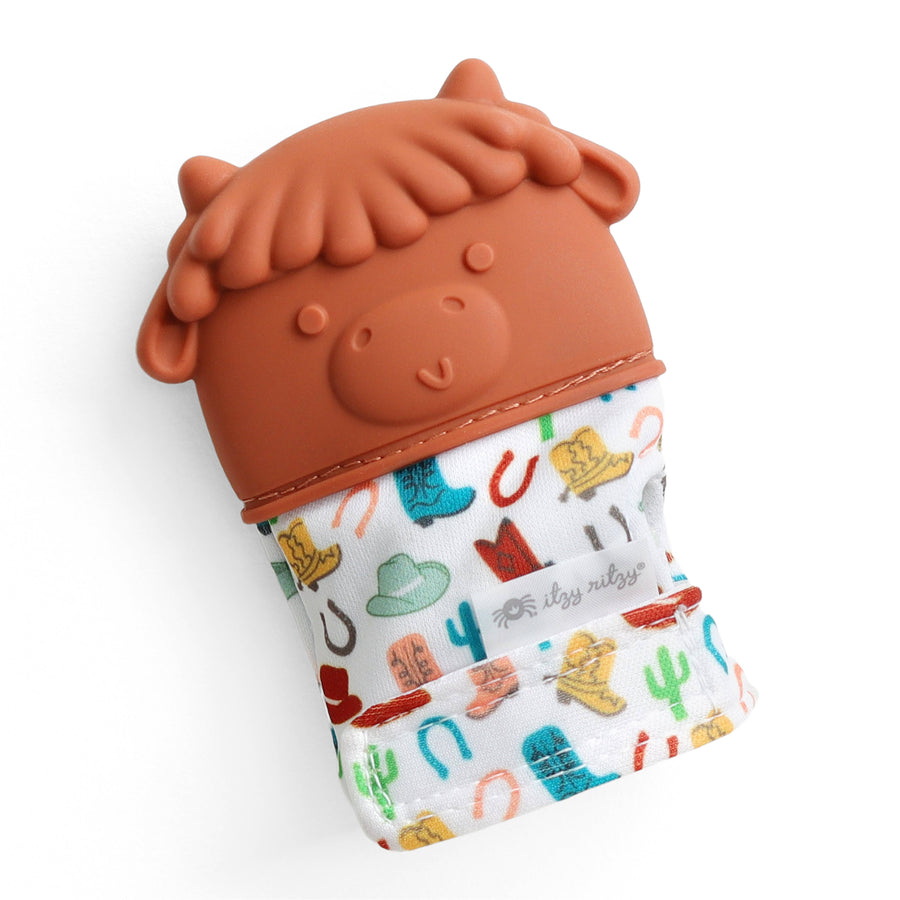 *NEW OPTIONS* Itzy Mitt™ Silicone Teething Mitts: Highland Cow - Premium  from Itzy Ritzy - Just $9.99! Shop now at Pat's Monograms
