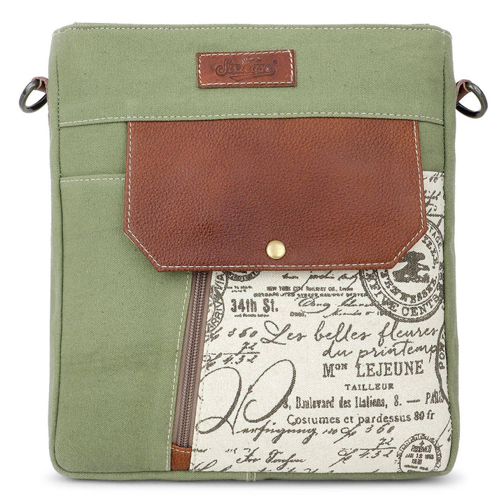 Canvas & Leather Women's Crossbody Bag - Bone/Reseda Green - Premium crossbody from Sixtease Bags USA - Just $44.95! Shop now at Pat's Monograms