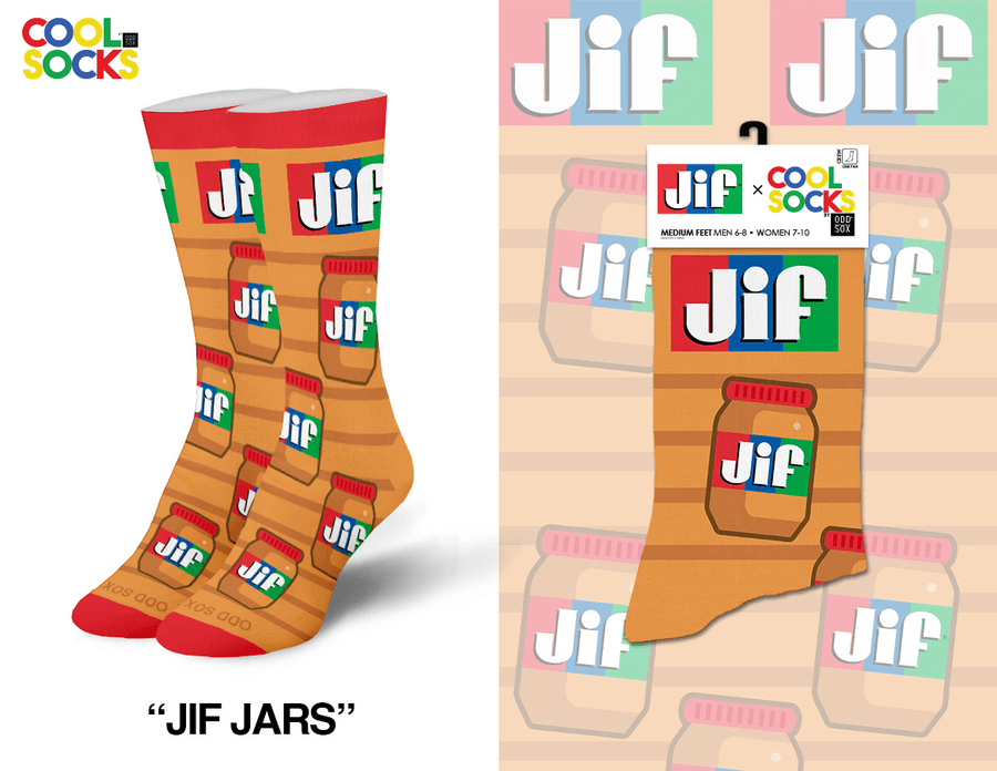 Jif Jars - Mens Crew Folded - Premium socks from Cool Socks - Just $12.95! Shop now at Pat's Monograms
