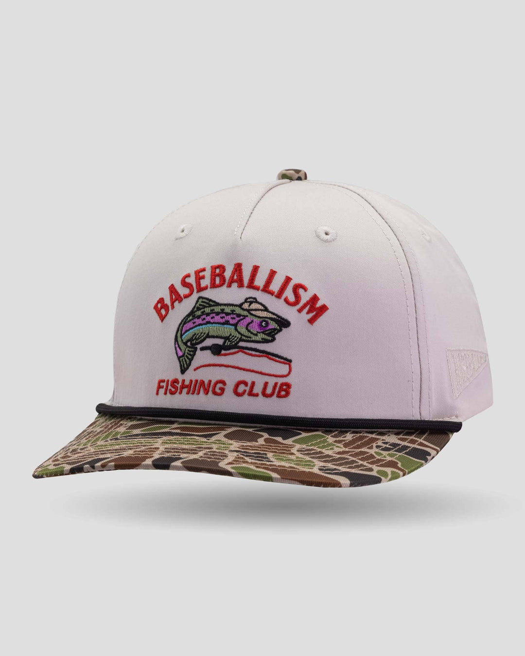 Fishing Club Angler Five Panel Rope Cap - Camo - Premium baseball cap from Baseballism - Just $34.95! Shop now at Pat's Monograms