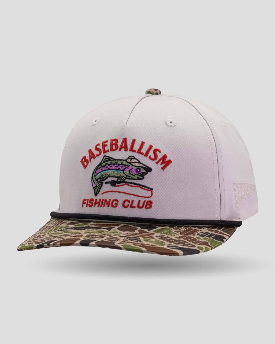 Fishing Club Angler Five Panel Rope Cap - Camo - Premium baseball cap from Baseballism - Just $34.95! Shop now at Pat's Monograms