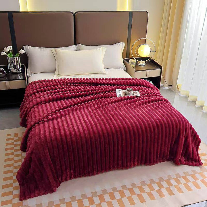 Stripe Fleece Throw – Ultra Plush Ribbed Blanket with 1.6" Wide Channel Texture - Premium blankets from FLUFFERY - Just $37.50! Shop now at Pat's Monograms