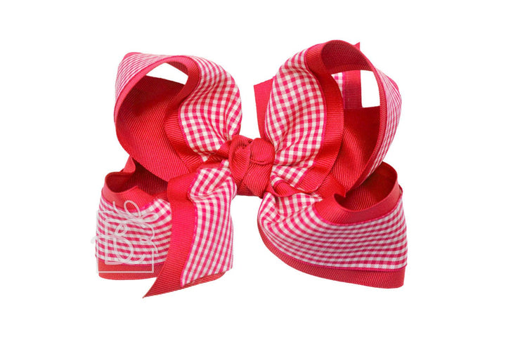 LAYERED GINGHAM/GROSGRAIN BOW ON CLIP - Premium Hair Bows from Beyond Creations, LLC - Just $11.95! Shop now at Pat's Monograms