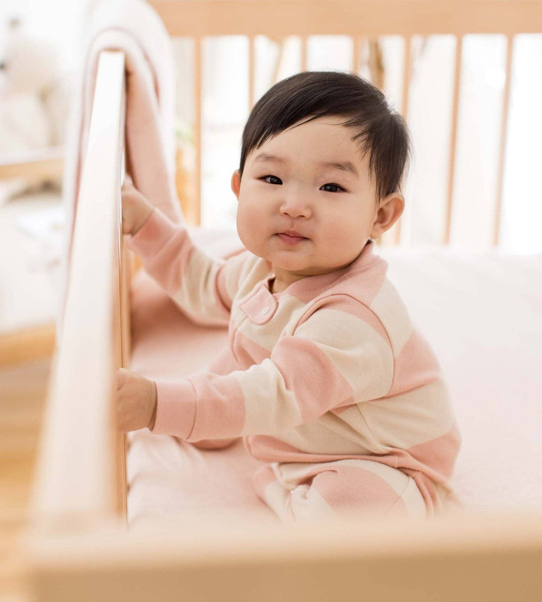 Rugby Stripe Organic Cotton Sleep & Play - Pink Sand - Premium Baby Sleepwear from Burt's Bees Baby - Just $14.95! Shop now at Pat's Monograms