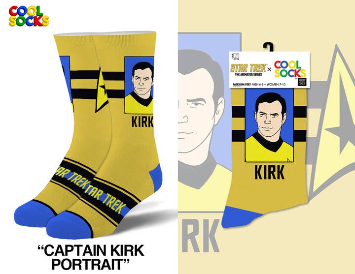 Captain Kirk Portrait - Mens Crew Folded - Premium socks from Cool Socks - Just $11.95! Shop now at Pat's Monograms