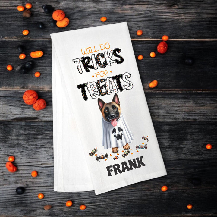Belgian Malinois - Will Do Tricks for Treats Tea Towel - Premium Kitchen Towel from Pat's Monograms - Just $14.95! Shop now at Pat's Monograms