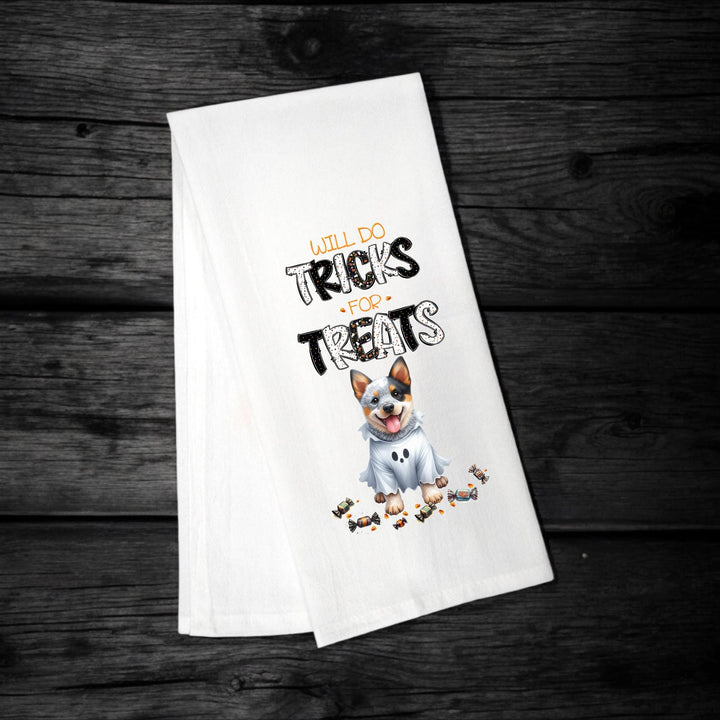 Australian Cattle Dog, Will Do Tricks for Treats Tea Towel, Aussie Mom, Kitchen Towel, Dish Towel, Flour Sack Towel, Dog Lover Gift - Premium  from Pat's Monograms - Just $15.22! Shop now at Pat's Monograms