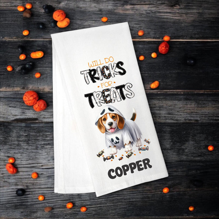 Beagle - Will Do Tricks for Treats Tea Towel - Premium Kitchen Towel from Pat's Monograms - Just $14.95! Shop now at Pat's Monograms