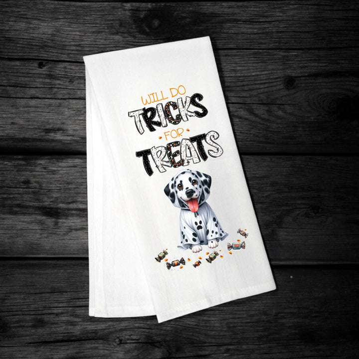 Dalmatian - Will Do Tricks for Treats Tea Towel - Premium Kitchen Towel from Pat's Monograms - Just $14.95! Shop now at Pat's Monograms