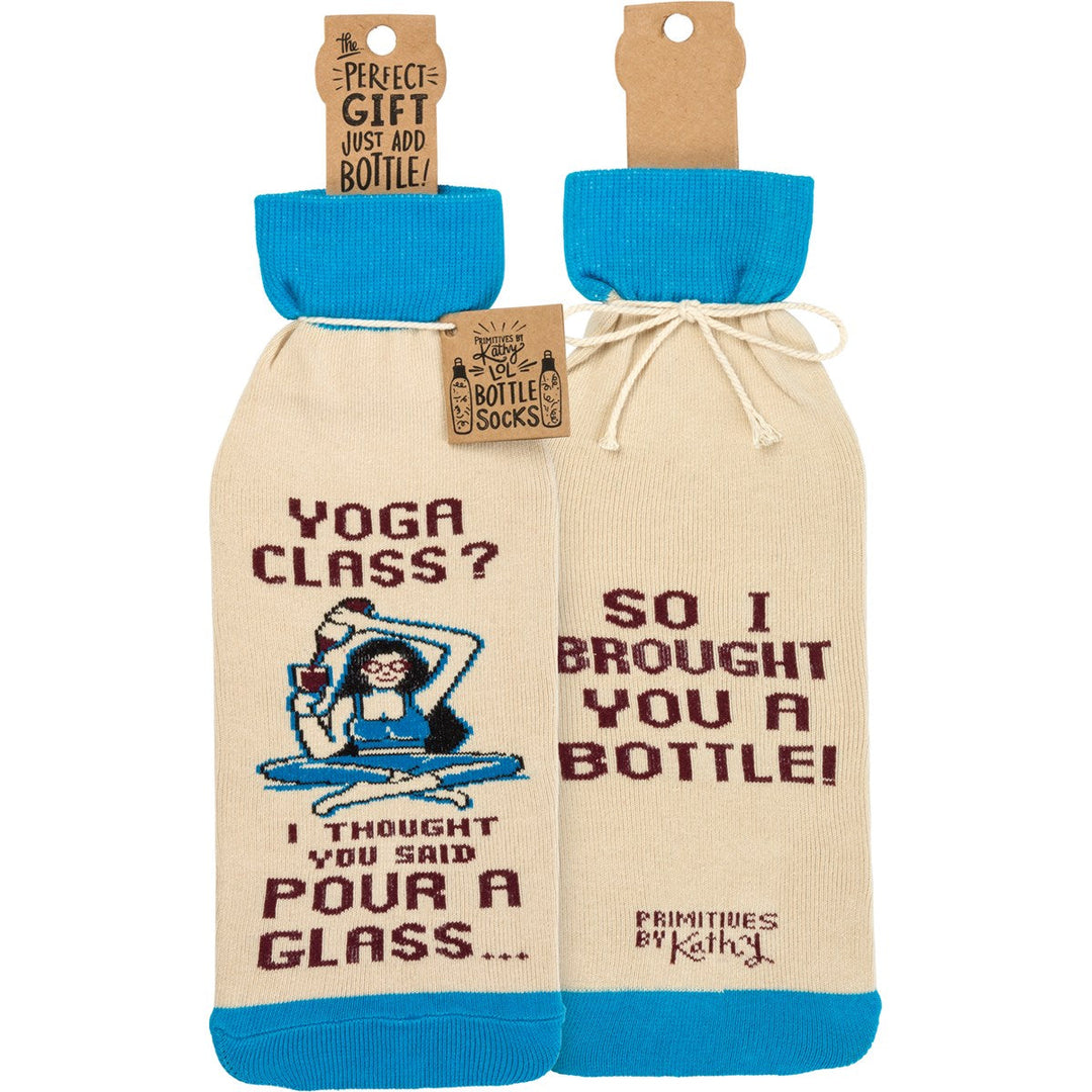 Bottle Sock - Yoga Class - Premium wine accessories from Primitives by Kathy - Just $5.95! Shop now at Pat's Monograms