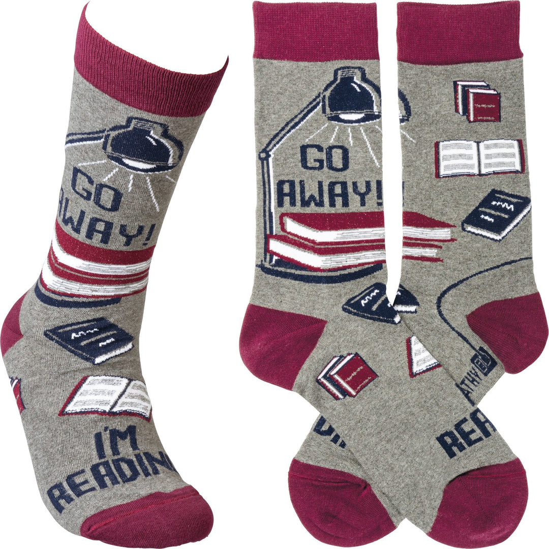 Go Away! I'm Reading - Premium Socks from Primitives by Kathy - Just $7.95! Shop now at Pat's Monograms