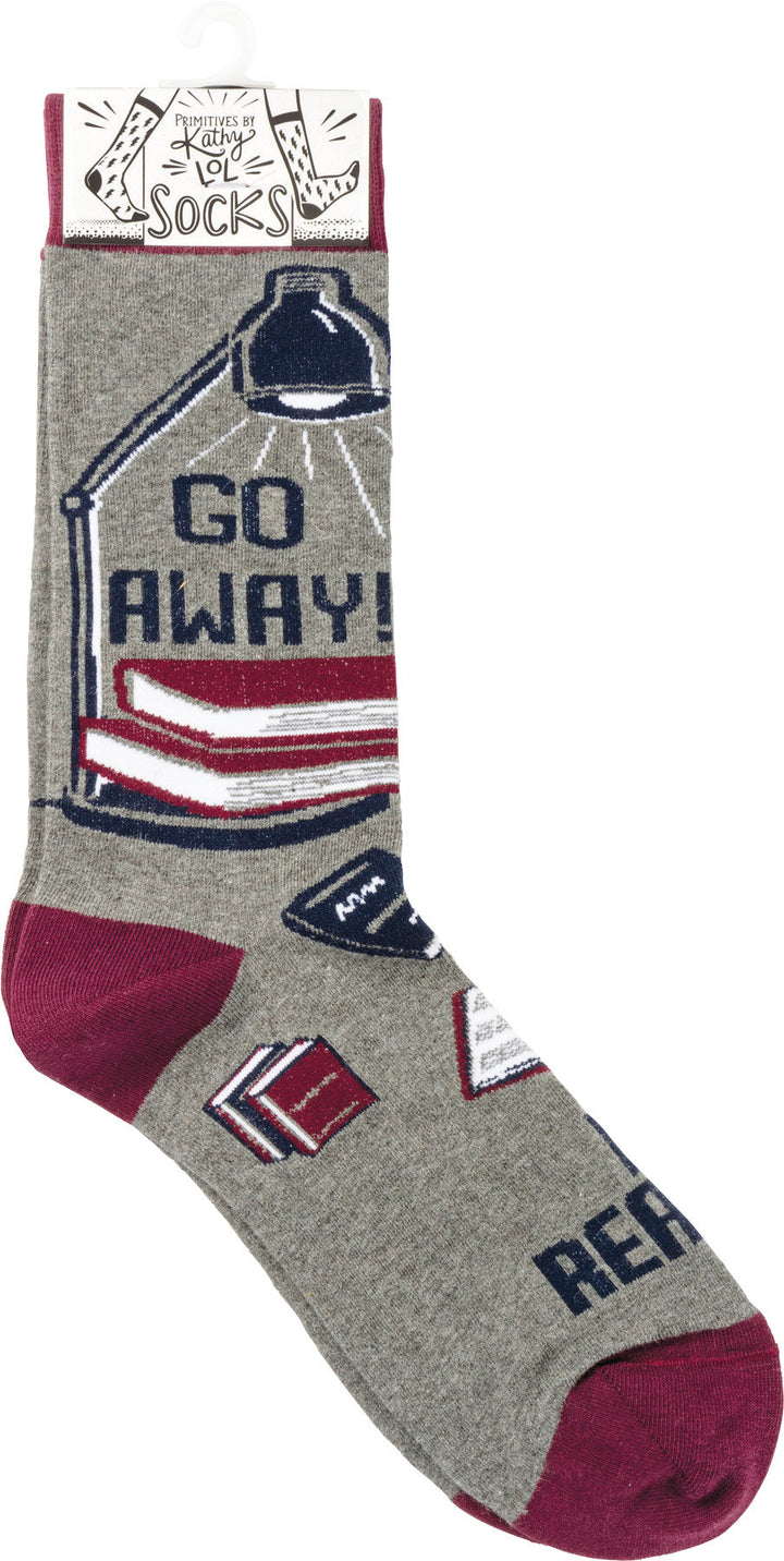 Go Away! I'm Reading - Premium Socks from Primitives by Kathy - Just $7.95! Shop now at Pat's Monograms