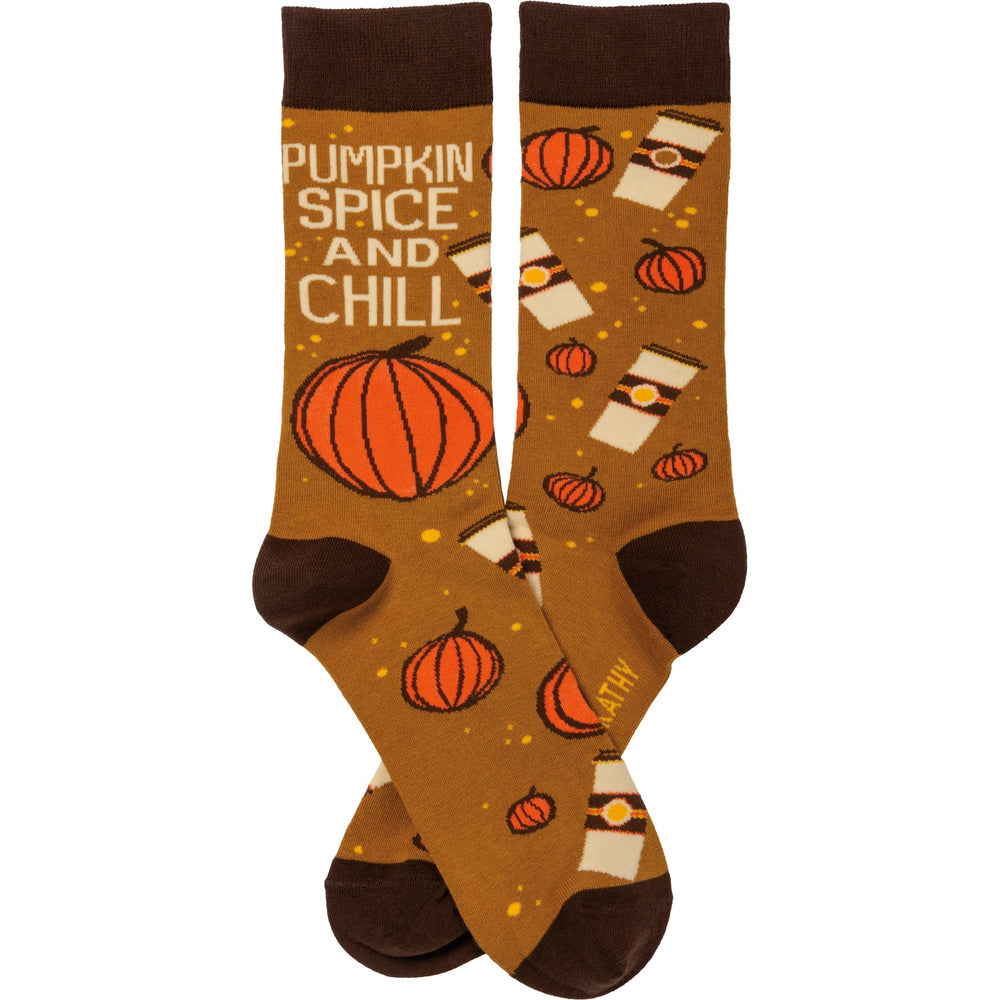 Socks - Pumpkin Spice and Chill - Premium Socks from Primitives by Kathy - Just $7.95! Shop now at Pat's Monograms