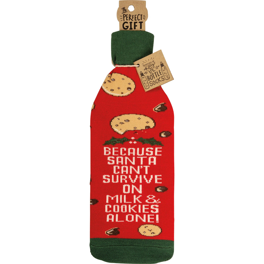 Bottle Sock - Santa Can't Survive - Premium wine accessories from Primitives by Kathy - Just $5.95! Shop now at Pat's Monograms