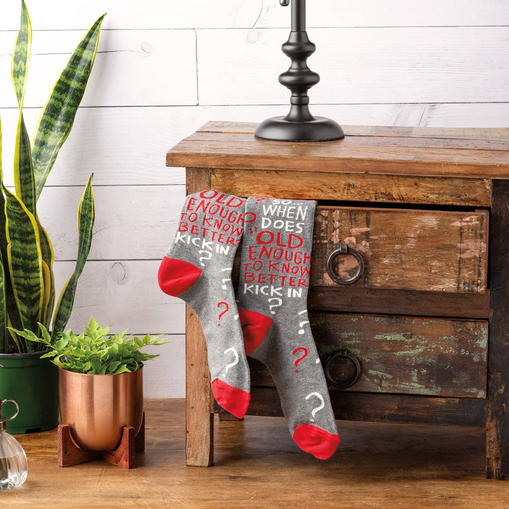 Socks - Old Enough To Know Better - Premium Socks from Primitives by Kathy - Just $7.95! Shop now at Pat's Monograms