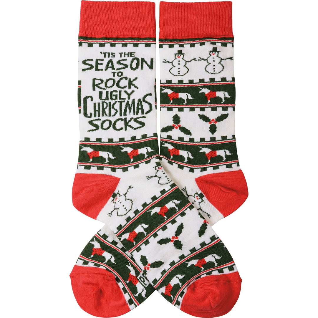 Season To Rock The Ugly Christmas Socks - Premium Socks from Primitives by Kathy - Just $10.95! Shop now at Pat's Monograms