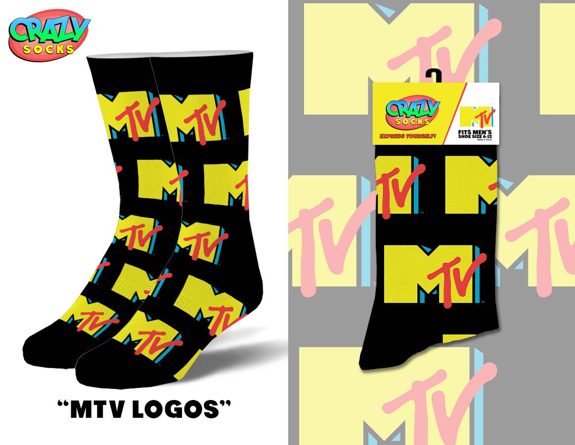 MTV Logo - Mens Crew Folded - Premium Socks from Crazy Socks - Just $8! Shop now at Pat's Monograms