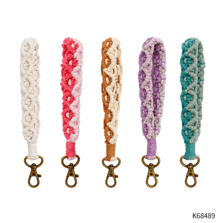Macrame Two-Tone Braided Wristlet Keychain - Premium  from Adorro - Just $9.0! Shop now at Pat's Monograms