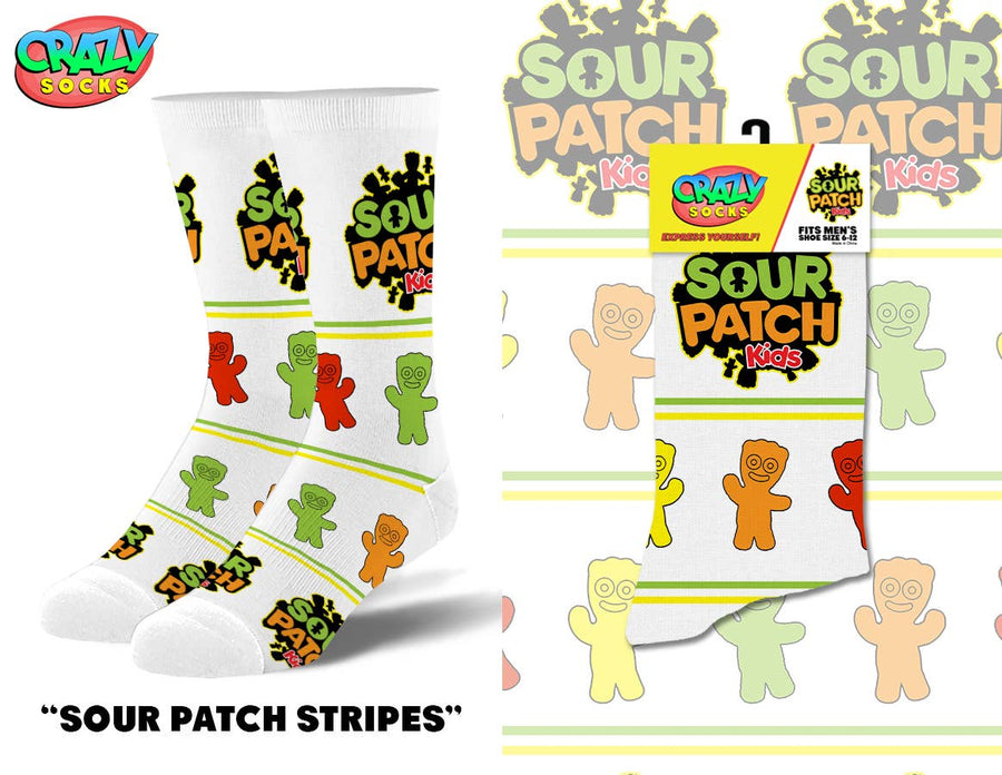 Sour Patch Stripes - Mens Crew Folded - Premium Socks from Crazy Socks - Just $7! Shop now at Pat's Monograms