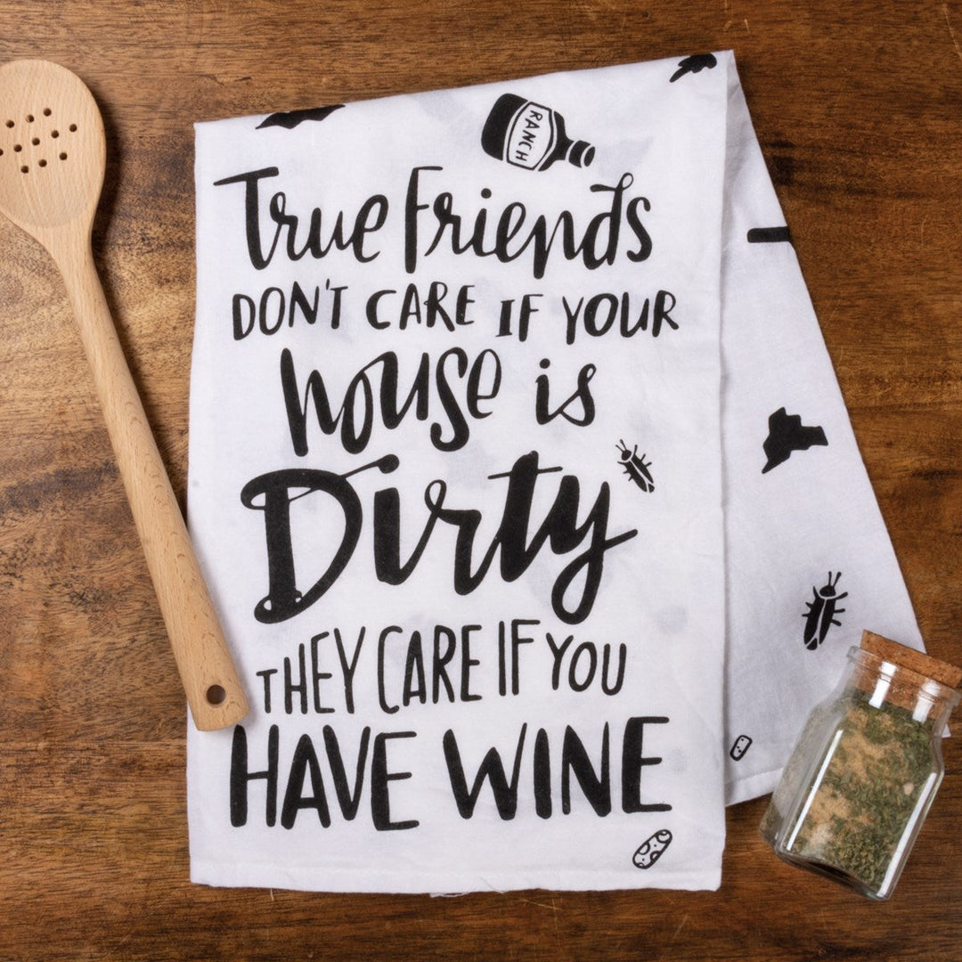 Kitchen Towel - True Friends Don't Care - Premium Kitchen Towel from Primitives by Kathy - Just $9.95! Shop now at Pat's Monograms