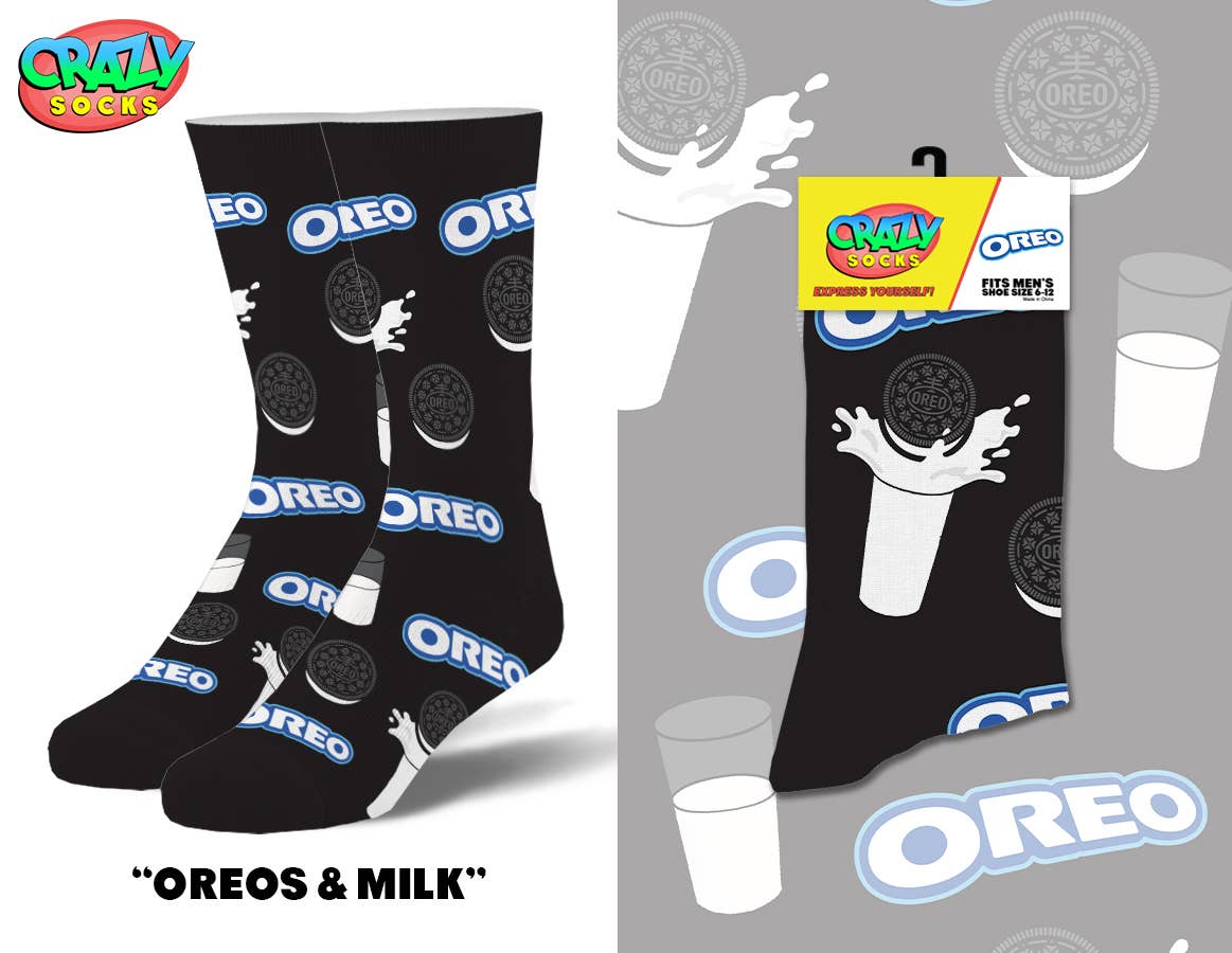 Oreos & Milk - Mens Crew Folded - Premium Socks from Crazy Socks - Just $8! Shop now at Pat's Monograms