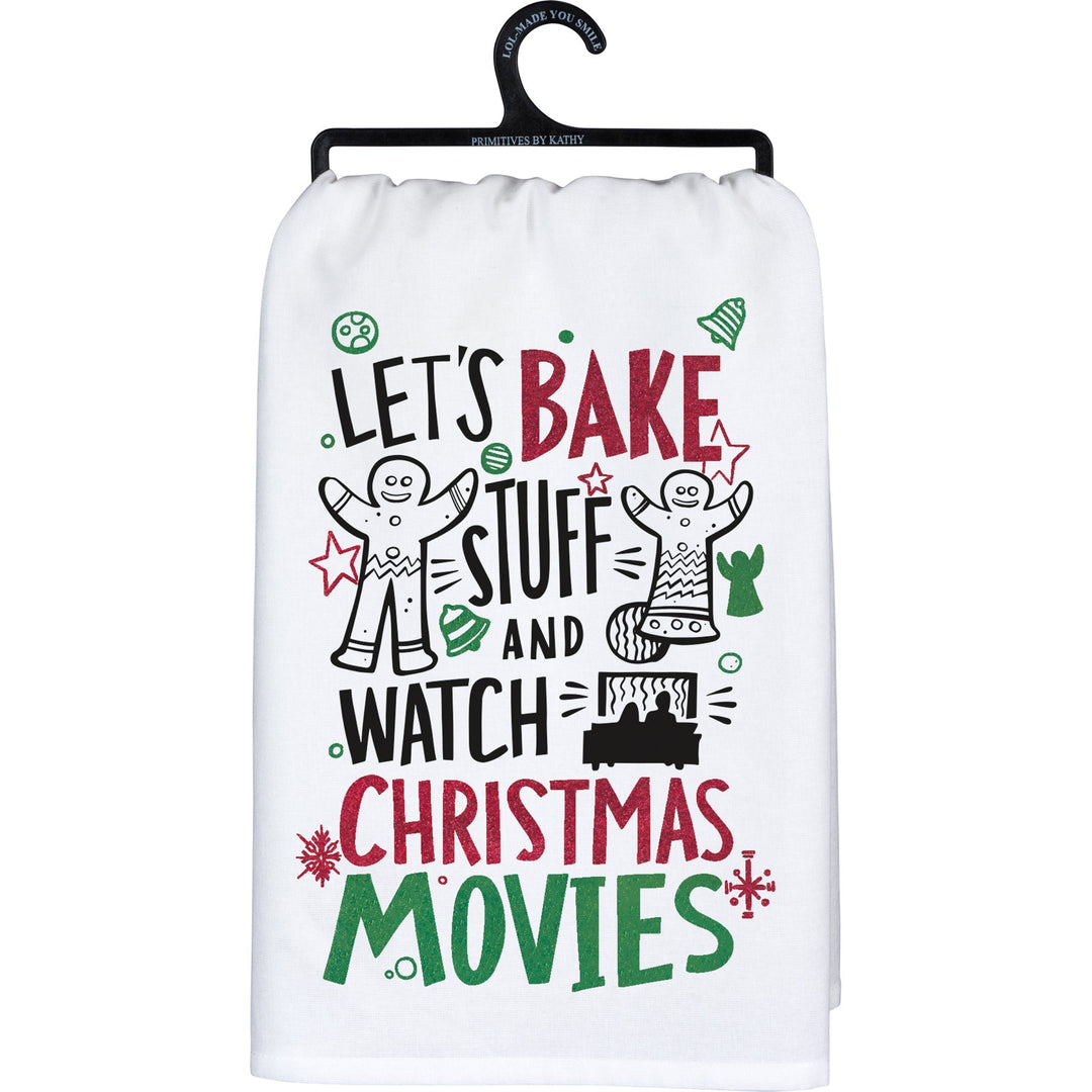 Kitchen Towel - Let's Bake And Christmas Movies - Premium Kitchen Towel from Primitives by Kathy - Just $9.95! Shop now at Pat's Monograms