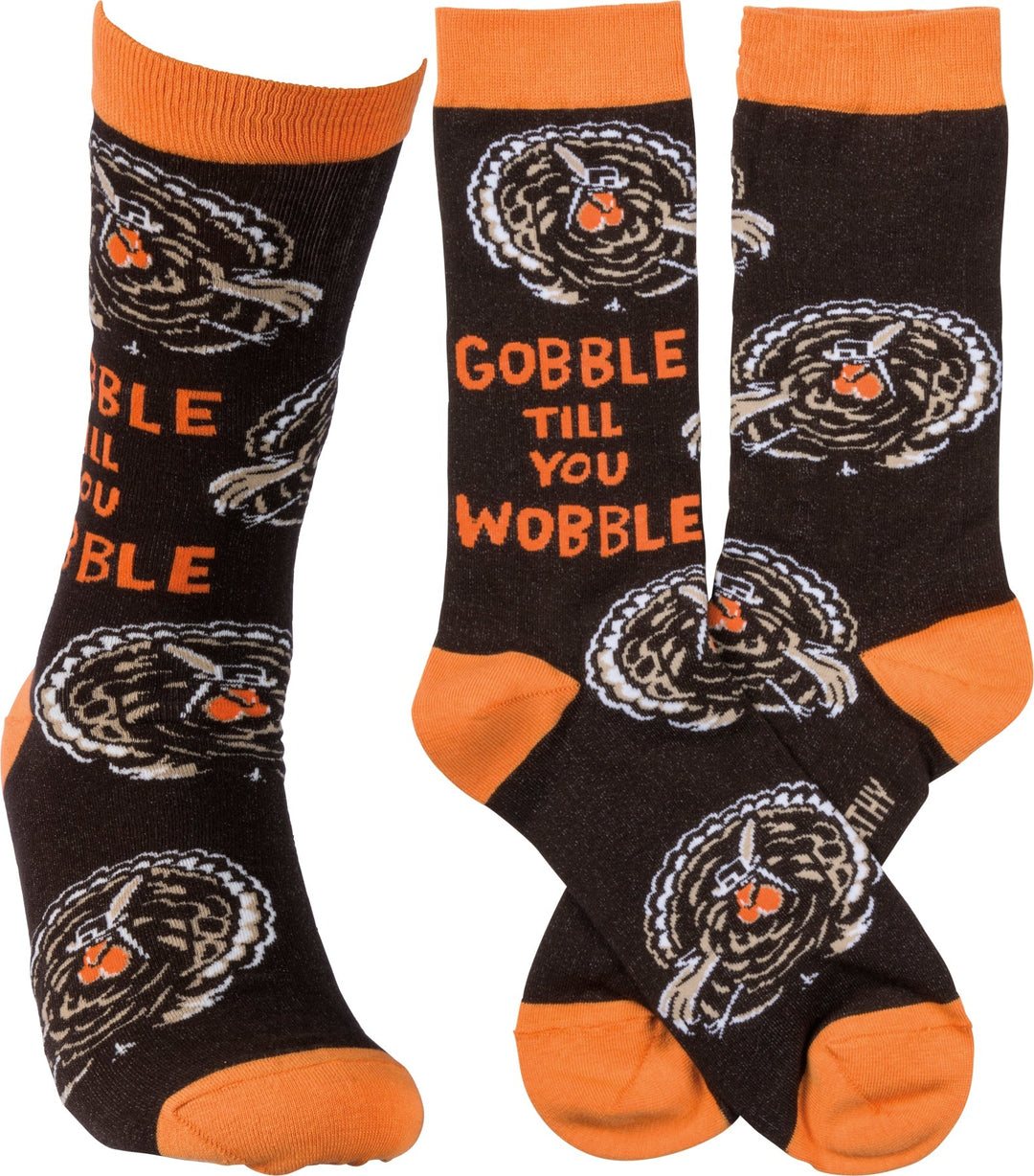 Gobble Till You Wobble - Premium Socks from Primitives by Kathy - Just $7.95! Shop now at Pat's Monograms