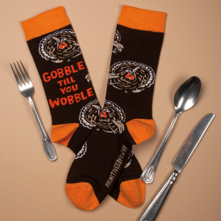 Gobble Till You Wobble - Premium Socks from Primitives by Kathy - Just $7.95! Shop now at Pat's Monograms