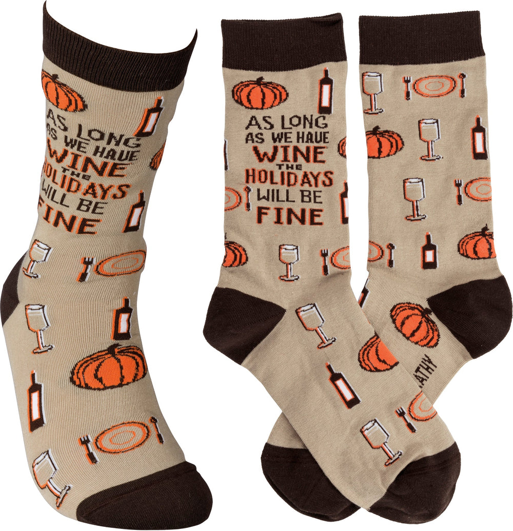 Socks - As Long As We Have Wine for Holidays Fine - Premium Socks from Primitives by Kathy - Just $7.95! Shop now at Pat's Monograms