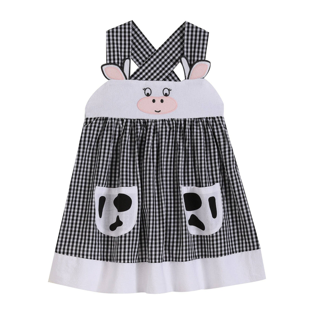 Black Gingham Cute Cow Pocket Sundress - Premium Baby & Toddler Dresses from Lil Cactus - Just $32! Shop now at Pat's Monograms