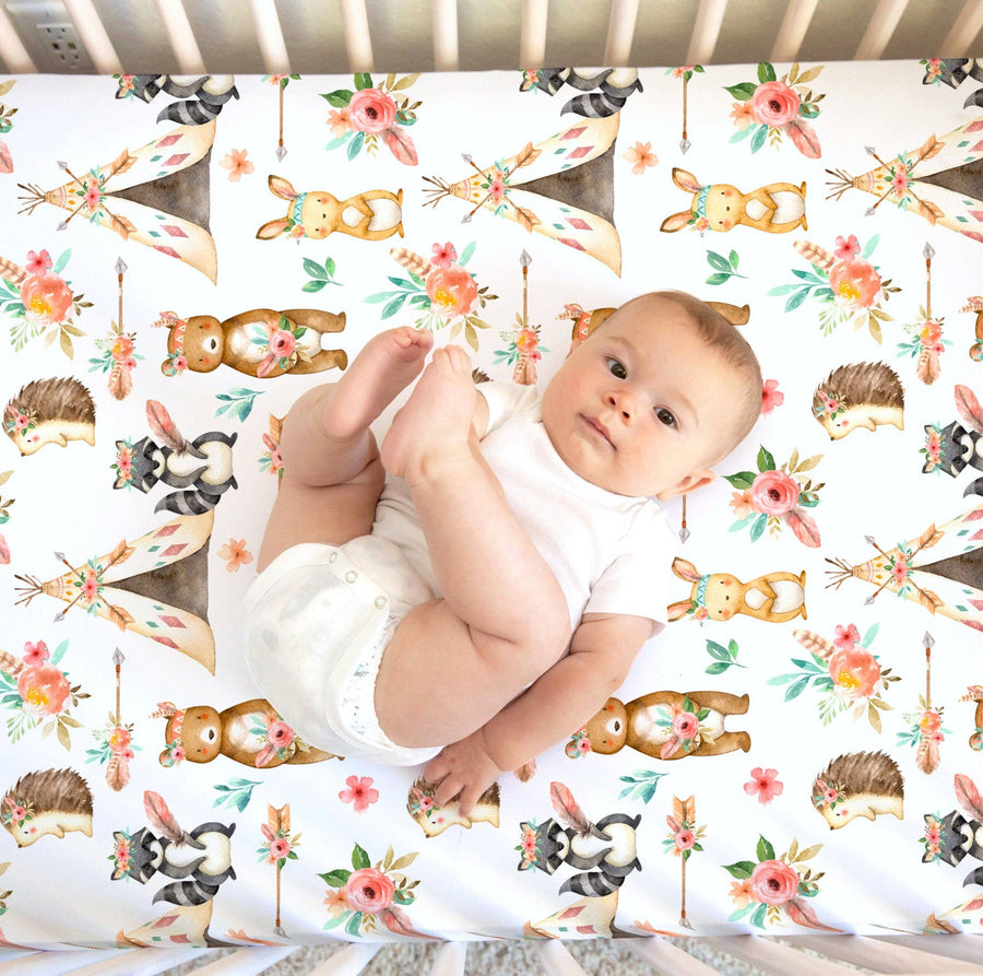 Standard Size Fitted Crib Sheet - Woodland Tribe - Premium  from Honey Lemonade - Just $26.99! Shop now at Pat's Monograms