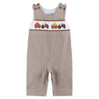Brown Gingham Pumpkin and Corn Tractor Smocked Overalls - Premium  from Lil Cactus - Just $34.95! Shop now at Pat's Monograms