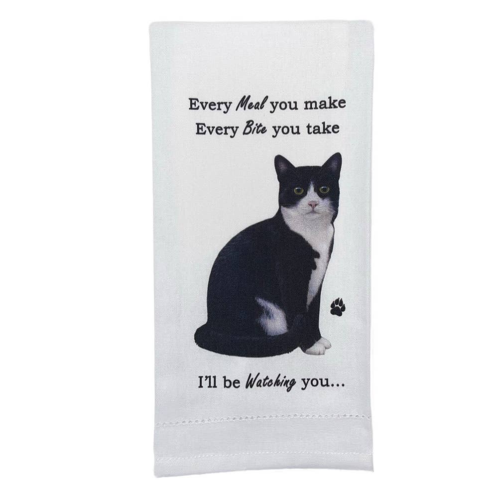 Black and White Cat Kitchen Towel - Premium Home Textiles from E&S Pets - Just $9.95! Shop now at Pat's Monograms