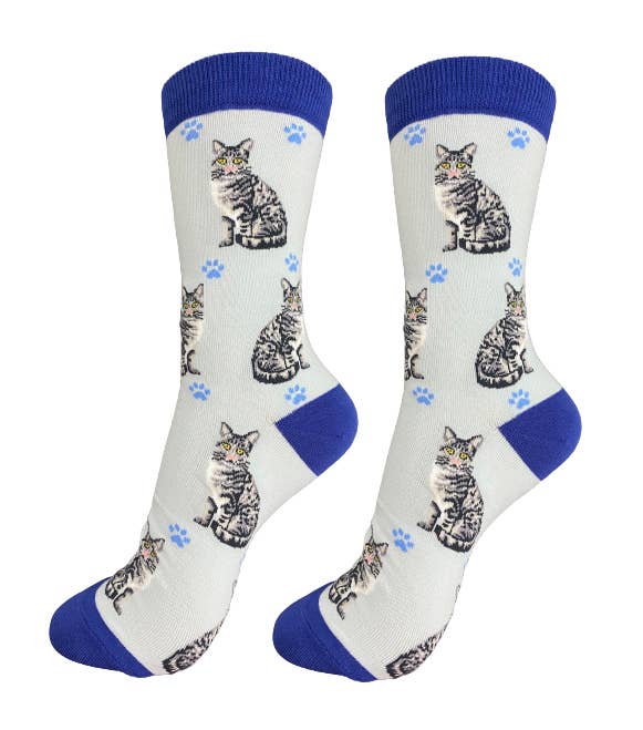 Silver Tabby Cat Full Body Socks - Premium Socks from Sock Daddy - Just $9.95! Shop now at Pat's Monograms