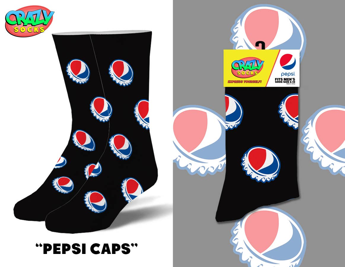 Pepsi Caps - Mens Crew Folded - Premium  from Crazy Socks - Just $8! Shop now at Pat's Monograms