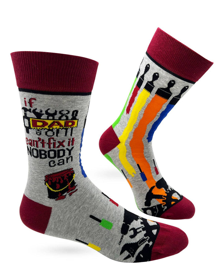 If Dad Can't Fix it Nobody Can Men's Novelty Crew Socks - Premium Socks from Fabdaz - Just $11.95! Shop now at Pat's Monograms