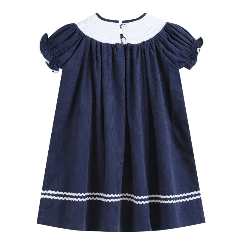 Dark Blue Corduroy Nativity Smocked Dress - Premium Baby & Toddler Dresses from Lil Cactus - Just $32.95! Shop now at Pat's Monograms