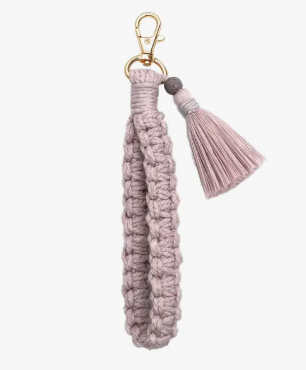 Macrame Flat Square Knot Wristlet Keychain with Tassel - Premium  from Adorro - Just $9.0! Shop now at Pat's Monograms