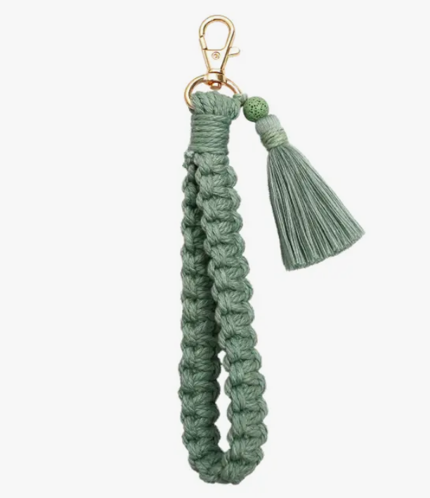 Macrame Flat Square Knot Wristlet Keychain with Tassel - Premium  from Adorro - Just $9.0! Shop now at Pat's Monograms