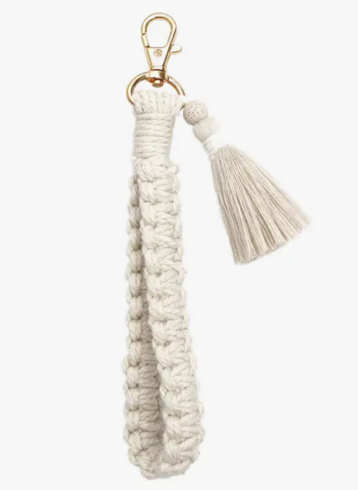 Macrame Flat Square Knot Wristlet Keychain with Tassel - Premium  from Adorro - Just $9.0! Shop now at Pat's Monograms