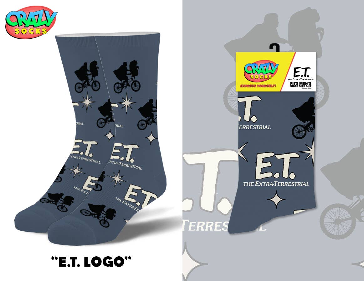 E.T. Logo - Mens Crew Folded - Premium Socks from Crazy Socks - Just $8! Shop now at Pat's Monograms