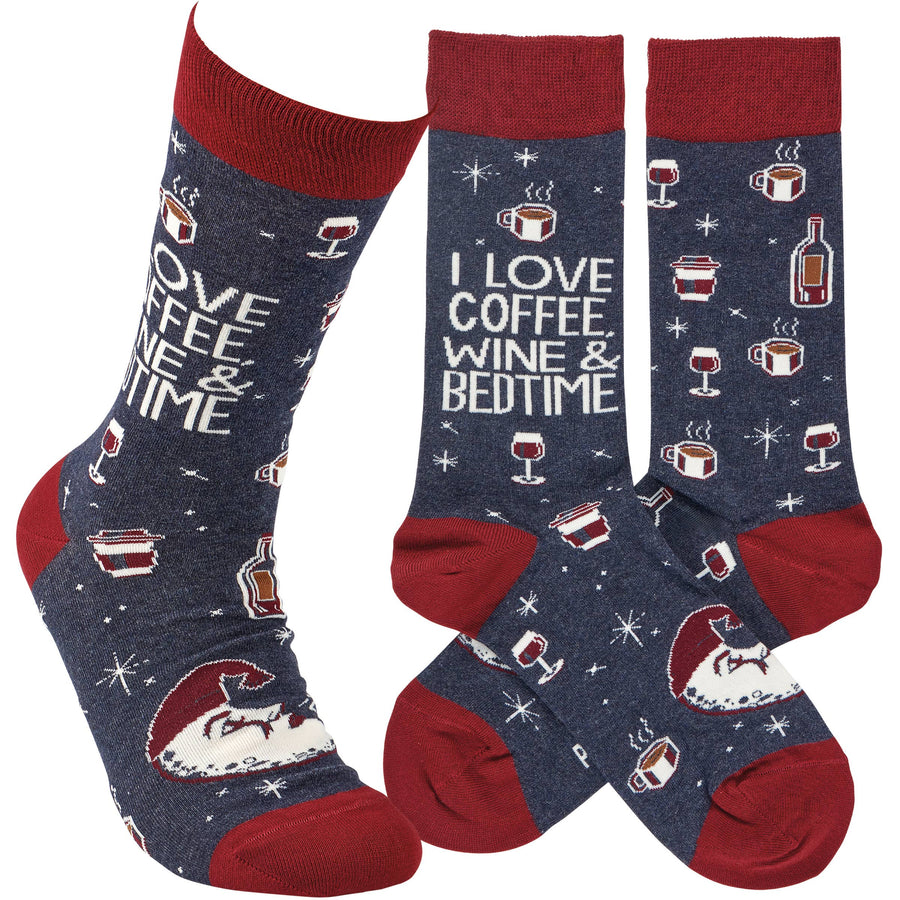 Coffee, Wine & Bedtime Socks - Premium Socks from Primitives by Kathy - Just $10.95! Shop now at Pat's Monograms