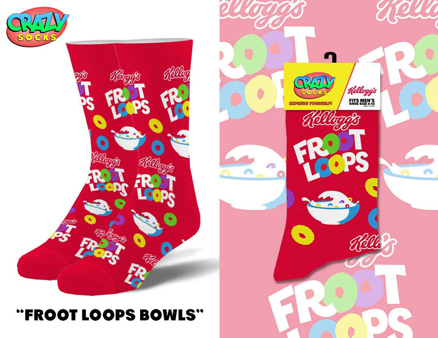 Froot Loops Bowls - Mens Crew Folded - Premium Socks from Crazy Socks - Just $7! Shop now at Pat's Monograms