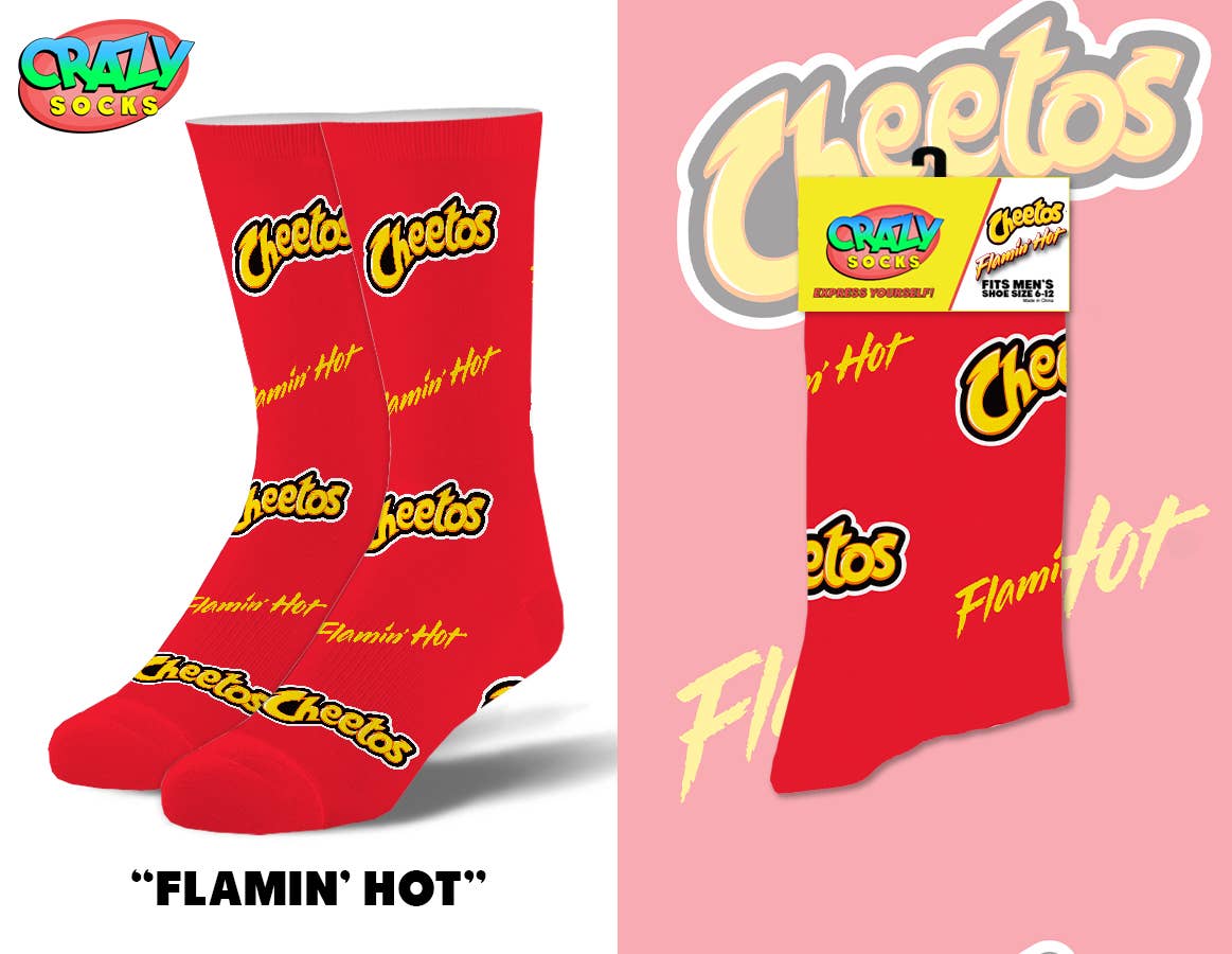 Flamin Hot Cheetos - Mens Crew Folded - Crazy Socks - Premium socks from Crazy Socks - Just $8! Shop now at Pat's Monograms