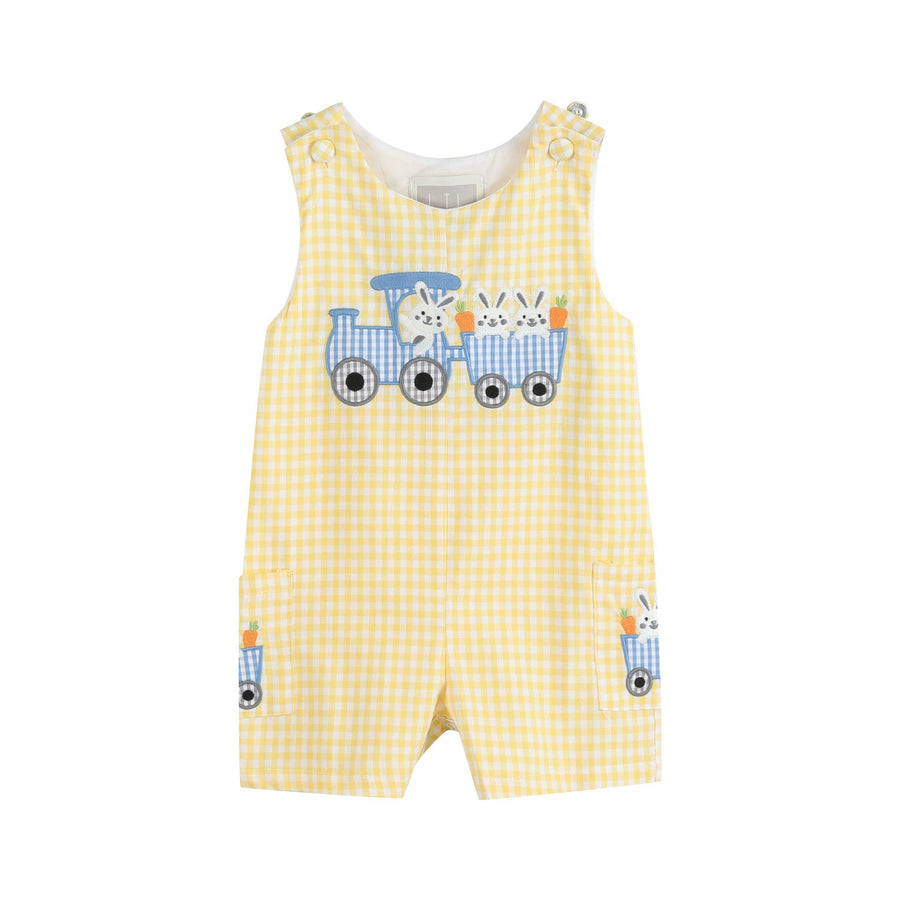 Yellow Gingham Bunny Train Shortalls - Premium Baby & Toddler Outfits from Lil Cactus - Just $35.95! Shop now at Pat's Monograms