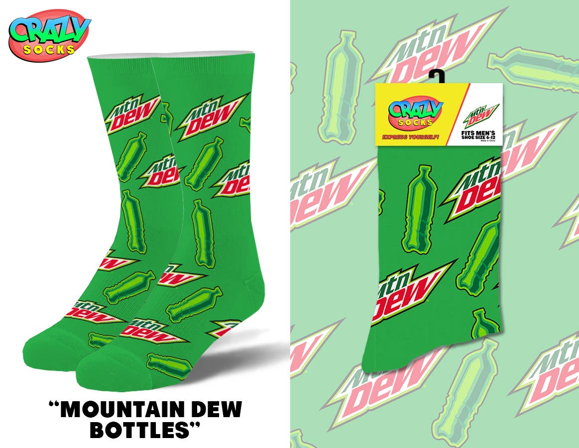 Mountain Dew Stripes - Mens Crew Folded - Premium Socks from Crazy Socks - Just $8! Shop now at Pat's Monograms